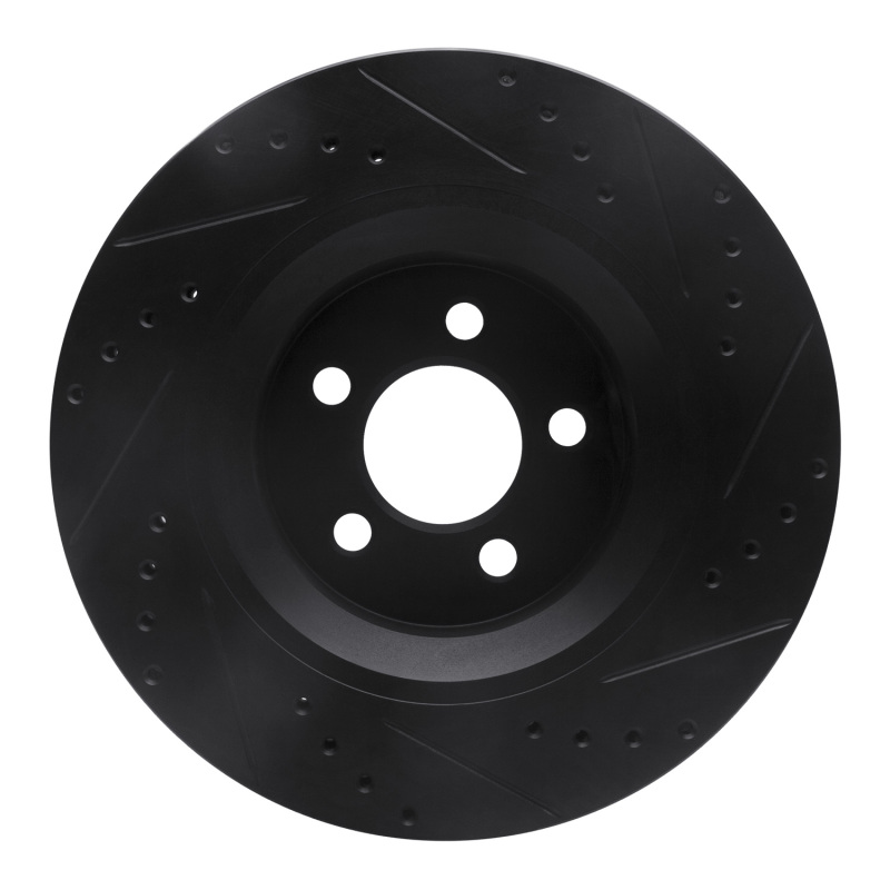 Jeep Liberty Brake Rotor (1) - Front Left - R1 Concepts - Drilled & Slotted - Black - `11-`12